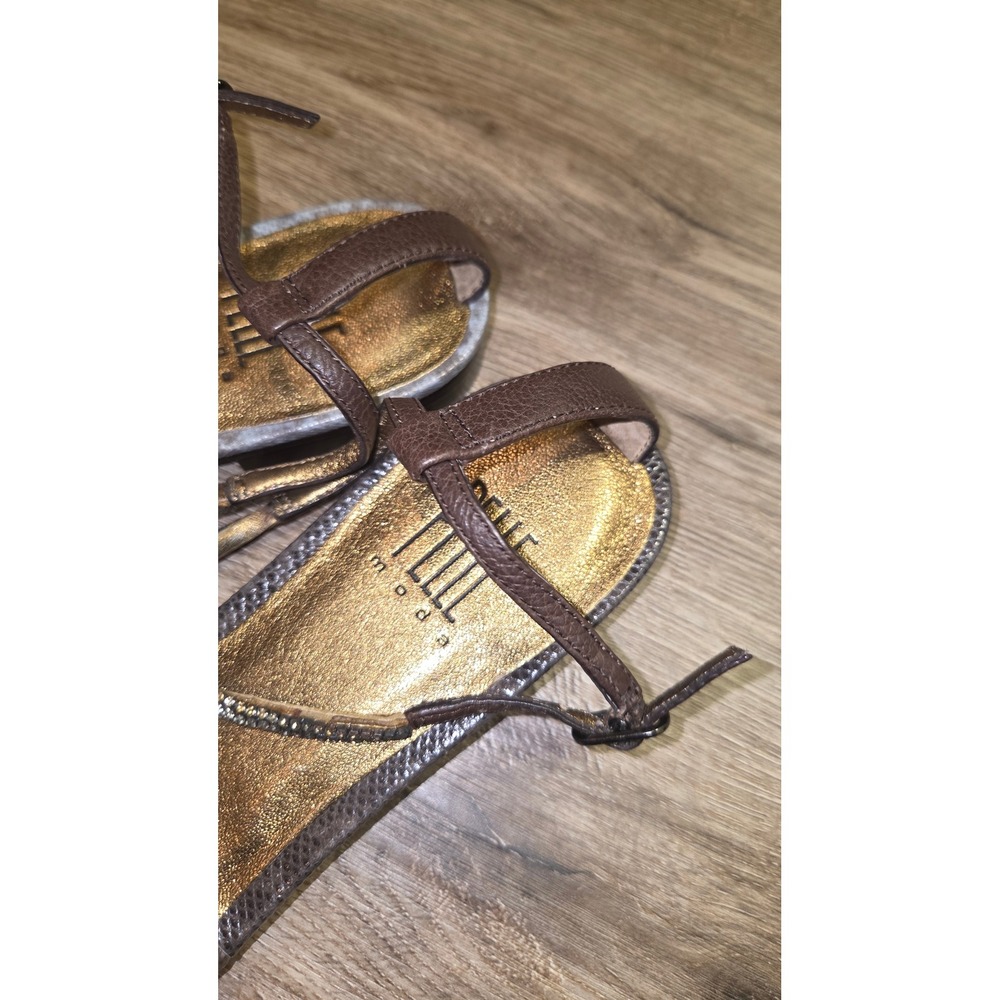 PELLE Moda 9M Jeweled Beaded Sandals Flats Strappy Sling-backs leather shoes - Picture 4 of 8